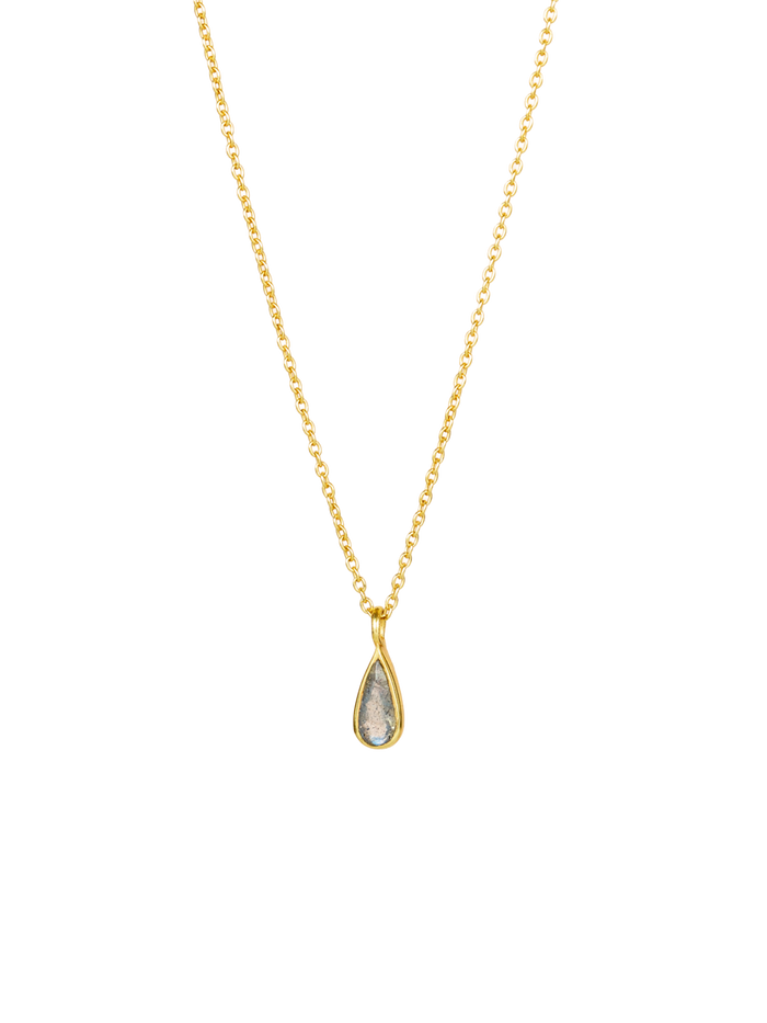 Muja Juma Grey Minimal Teardrop Statement Gold Plated Necklace | LE FIGUE NEW YORK