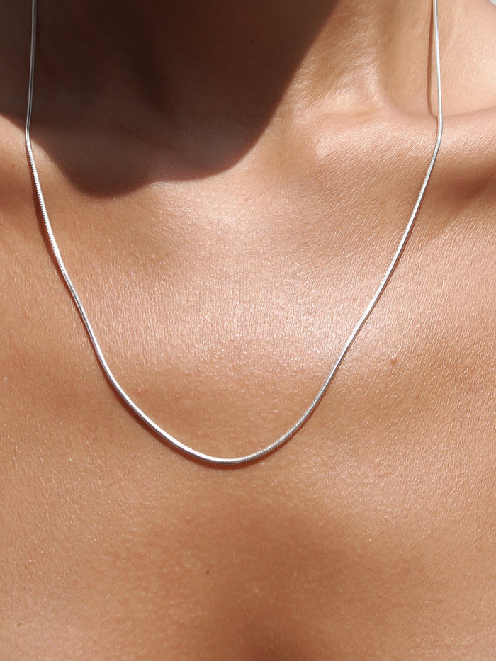 Heart Long Silver Chain Necklace
