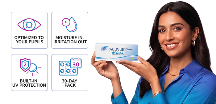 Johnson & Johnson Acuvue® Moist Daily Spherical Clear Contact Lenses - 10 Lenses/Pack