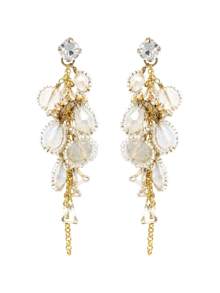 Atelier 82 Luminous Crystal Bouquet Art Deco Brass Crystal Earrings | LE FIGUE NEW YORK